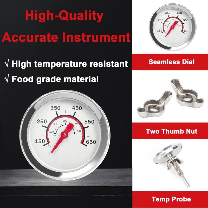 DELSbbq 1.8" Lid Thermometer for Charbroil, BBQ Temperature Gauge G432-8L00-W1 for Advantage 4/6 Burner & Tru-Infrared Performance 2 Burner,for 463625217 463229521 463238218 463243518 463274419 Heat Indicator - Image 3